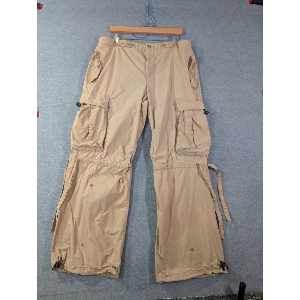 VTG Y2K Express Cargo Pants Mens Large Khaki Convertible Parachute Utility Baggy